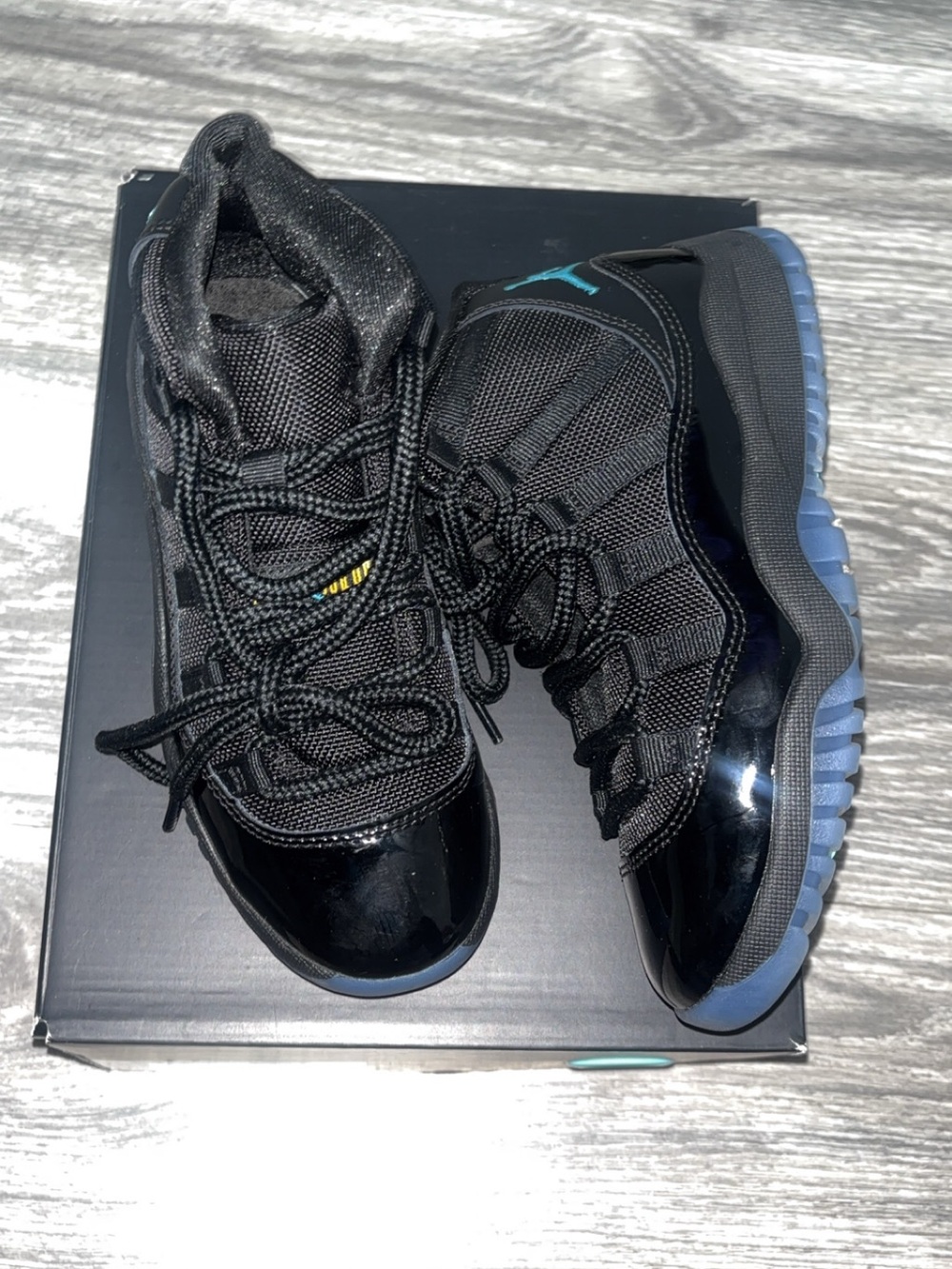 Jordan Retro XI Low - Black with Ice Blue Sole